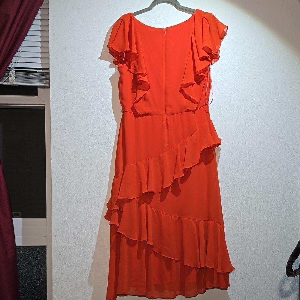 Maison Tara Orange Asymmetrical Ruffled Sundress - Picture 3 of 6
